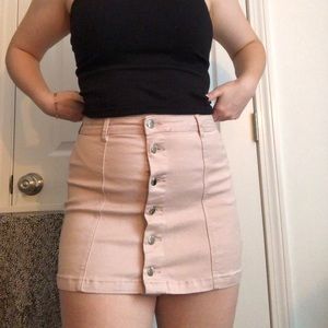 Forever 21 light pink button up denim skirt